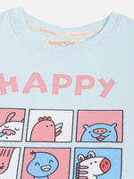 Thumbnail for Lyush Blue Happy Print Sleeveless T-Shirt For Girls - Distacart