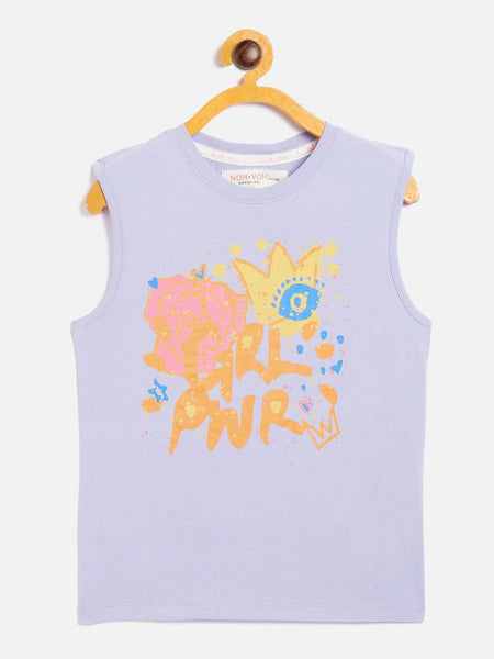 Lyush Lavender Grl Pwr Print Sleeveless T-Shirt For Girls - Distacart