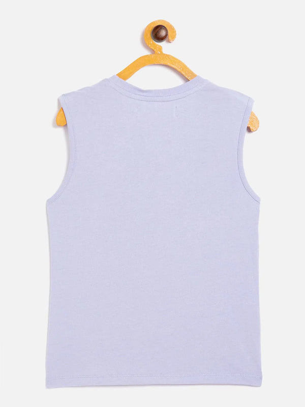 Lyush Lavender Grl Pwr Print Sleeveless T-Shirt For Girls - Distacart