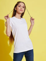 Thumbnail for Lyush White Schiffli Detail T-Shirt For Girls - Distacart