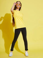 Thumbnail for Lyush Yellow Schiffli Detail T-Shirt For Girls - Distacart