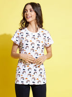 Thumbnail for Lyush White Rainbow Print T-Shirt For Girls - Distacart
