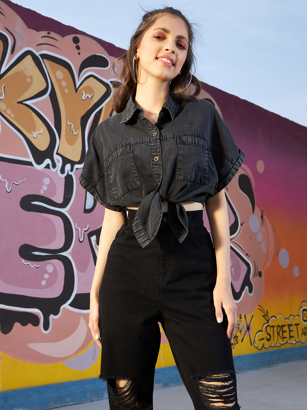 Girls crop hot sale shirt