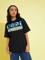 Thumbnail for Lyush Kids Girls Black Cool Cucumber Oversized T-Shirt - Distacart