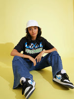 Thumbnail for Lyush Kids Girls Black Cool Cucumber Oversized T-Shirt - Distacart