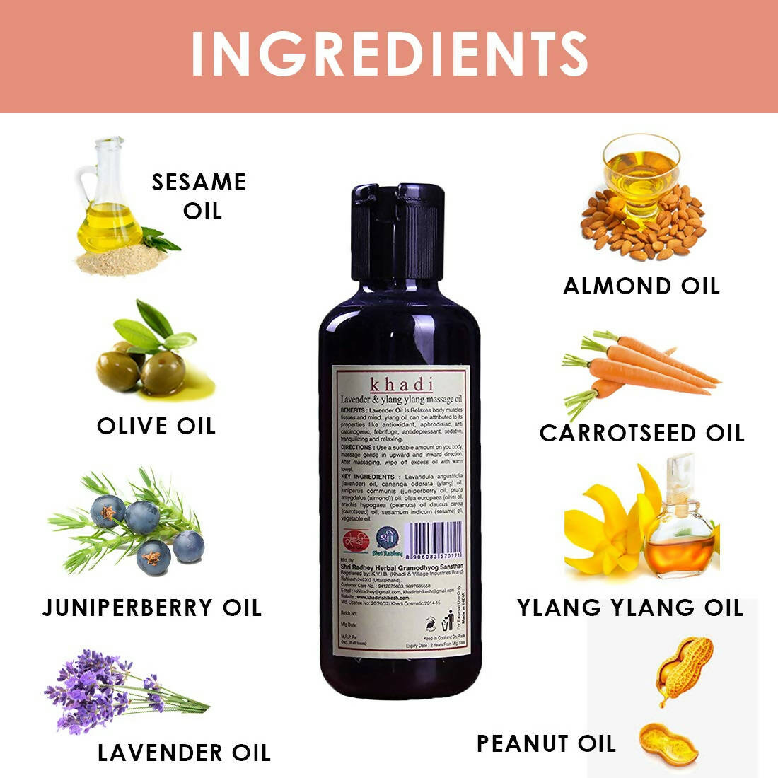 Khadi Rishikesh Herbal Lavender & Ylang Ylang Massage Oil For Full Body - Distacart