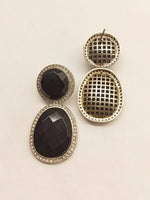 Thumbnail for Smart Dangler With Rhino Stone Border Black Earrings For Women and Girls By House of Ree - Distacart