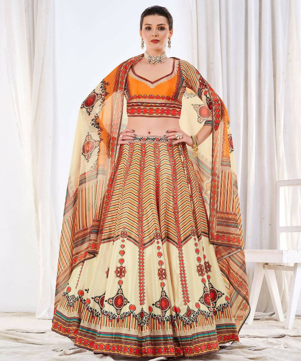 Wedding Designer Offwhite Chinon Lehengha Choli - Anbazaar - Distacart
