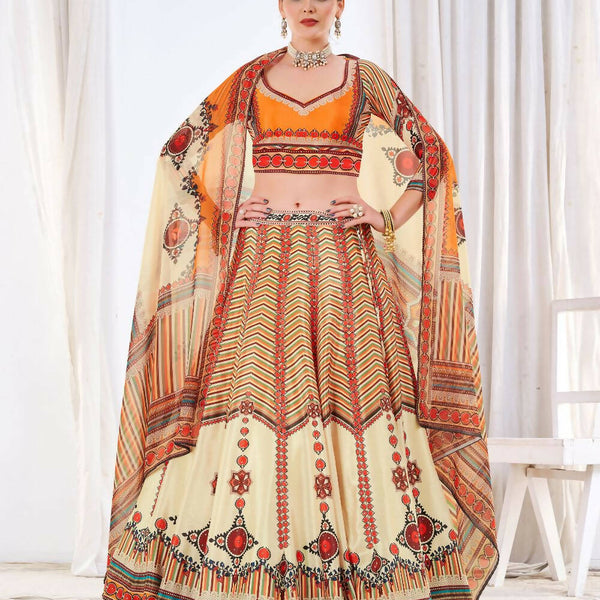 Wedding Designer Offwhite Chinon Lehengha Choli - Anbazaar - Distacart