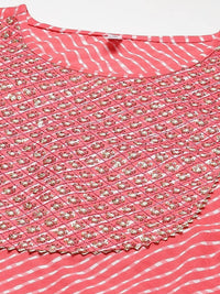 Thumbnail for Yufta Red and White Bandhani print Kurta with Trouser Set