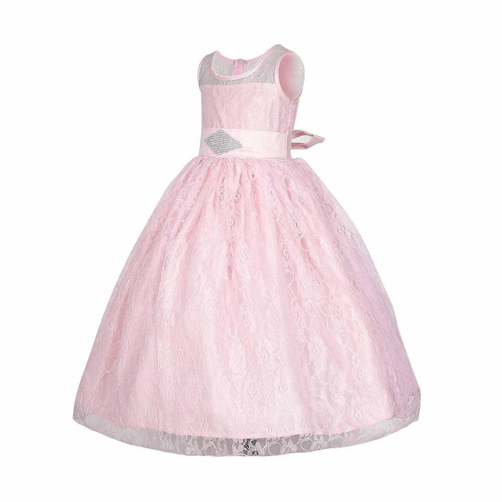 Asmaani Baby Girl's Pink Colour Satin A-Line Maxi Full Length Dress (AS-DRESS_22165) - Distacart
