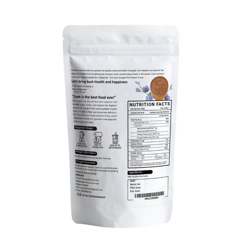 Vanalaya Flax Organic Seeds - Distacart