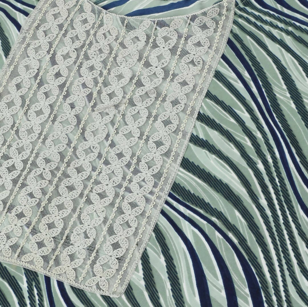 Green Poly Crepe Digital Printed Top with Matching Bottom - Preeti - Distacart