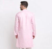 Thumbnail for Kalyum Men's Cotton Blend Pink Straight Long Kurta - Distacart