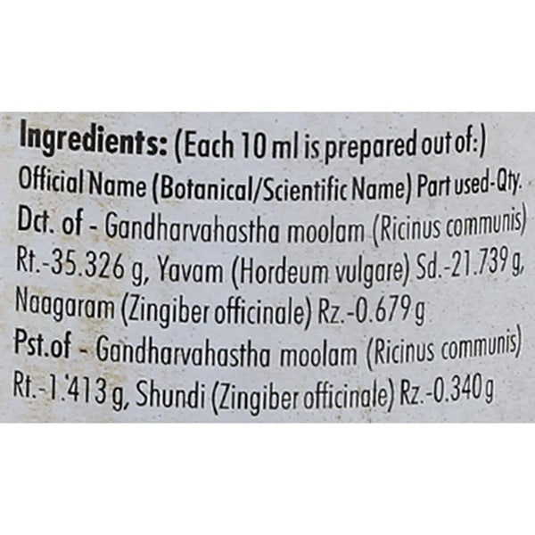 Nagarjuna Ayurveda Gandharvahasthadi Thailam Ingredients