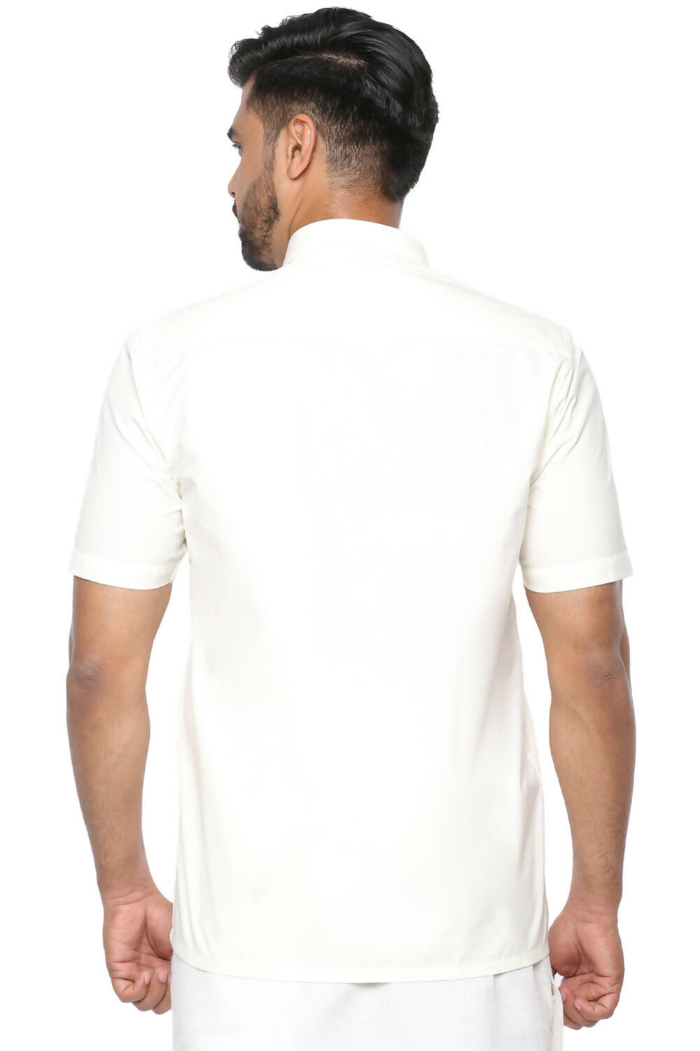 Ramraj Cotton Mens Poly Cotton Cream Colour Half Sleeve Shirt - Distacart