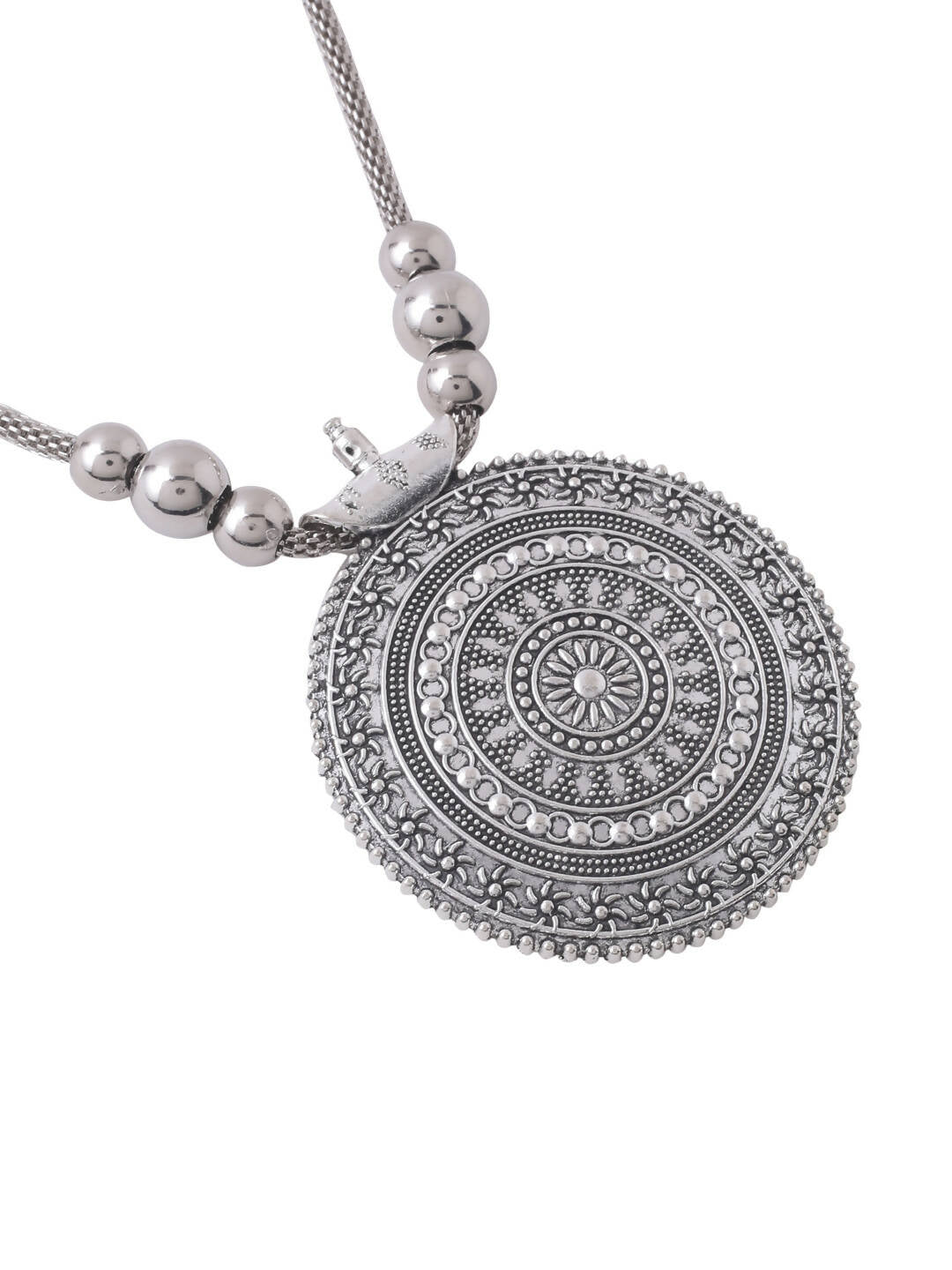 NVR Women's Elegant Silver Oxidised Brass Necklace - Distacart