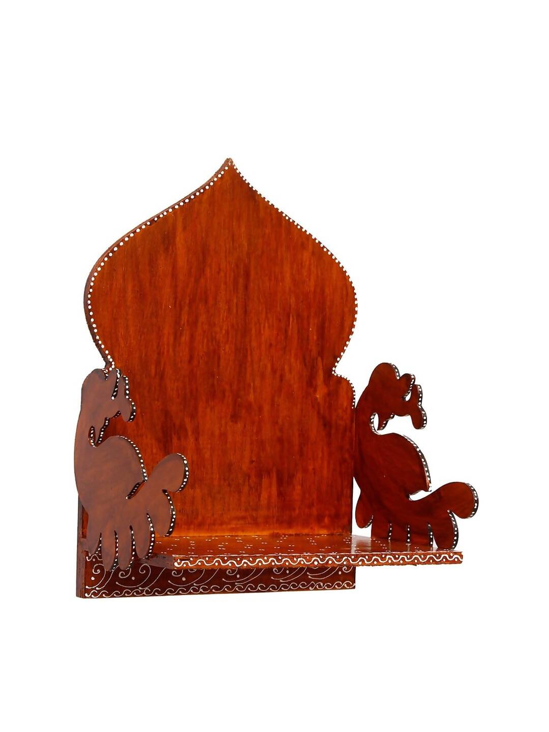 eCraftIndia Brown Textured Wooden Pooja Shelf - Distacart