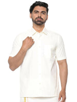 Thumbnail for Ramraj Cotton Mens Poly Cotton Cream Colour Half Sleeve Shirt - Distacart