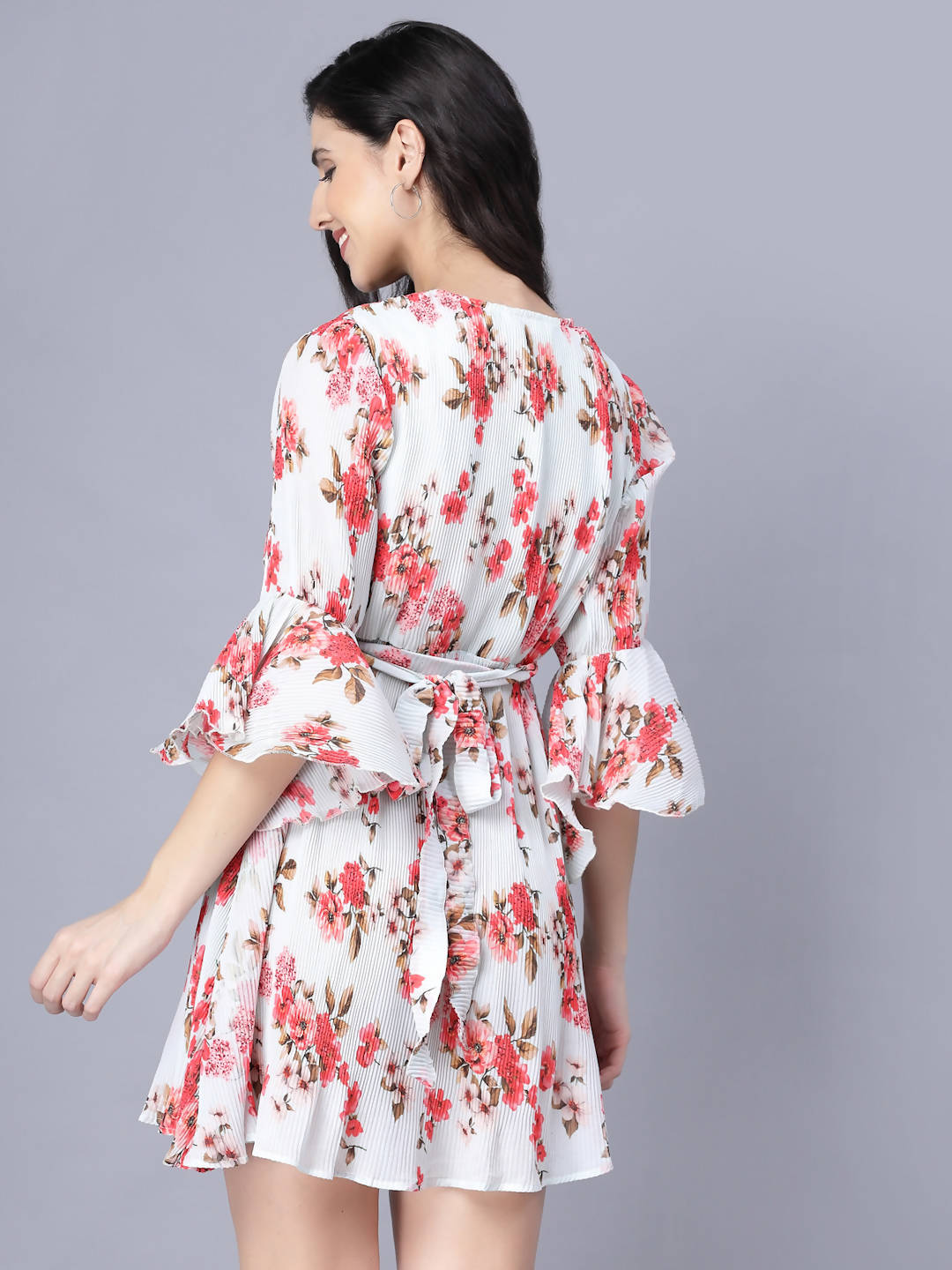 Myshka Georgette Printed 3/4 Sleeve V Neck Women Tunic - Distacart