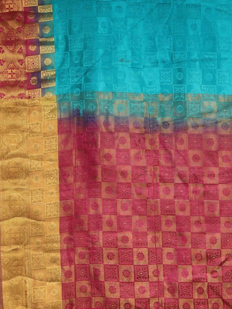 Kalamandir Checked Blue Pashmina Saree
