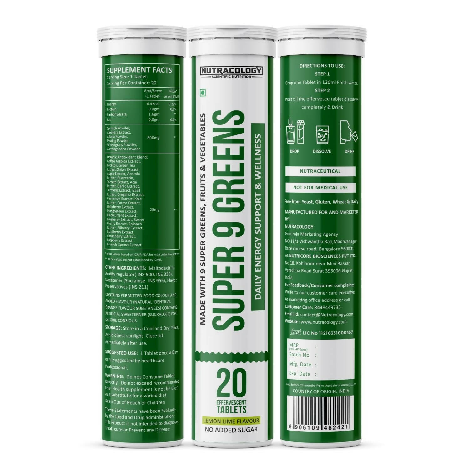 Nutracology Super 9 Greens Daily Wholefood Multivitamin For Immunity And Detox Plant - Distacart