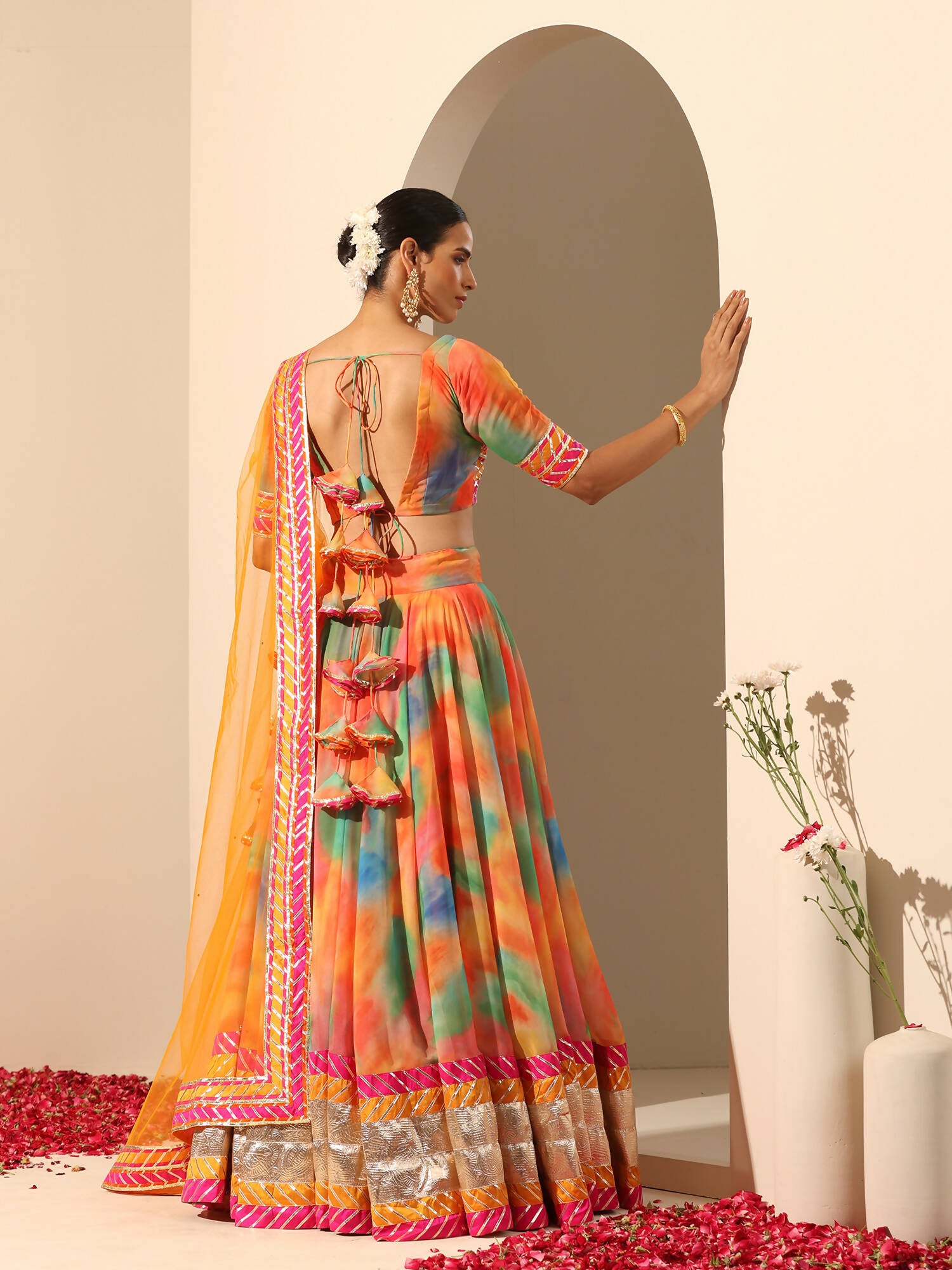 Pomcha Jaipur Orange Gul Rangbirangi Lehenga Set - Distacart