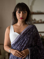 Thumbnail for Suta Purple Floral Pure Cotton Saree - Distacart