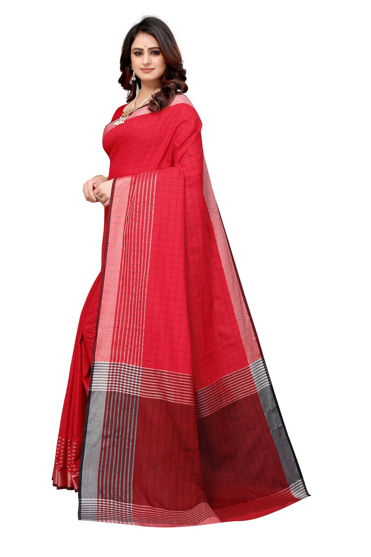 Vamika Red Cotton Silk Saree - Distacart