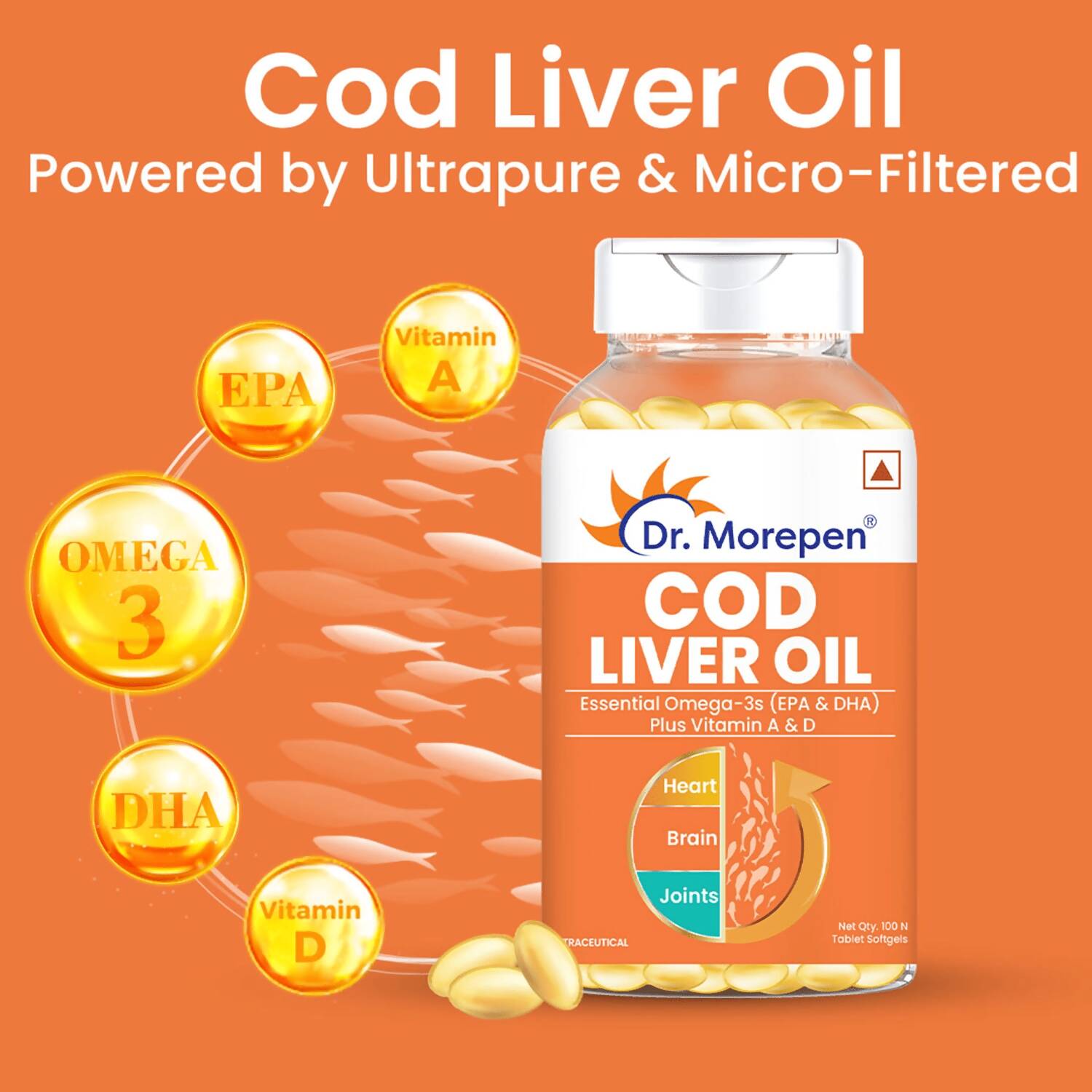 Dr. Morepen COD Liver Oil Softgels and Omega 3 Deep Sea Fish Oil Softgels Combo - Distacart