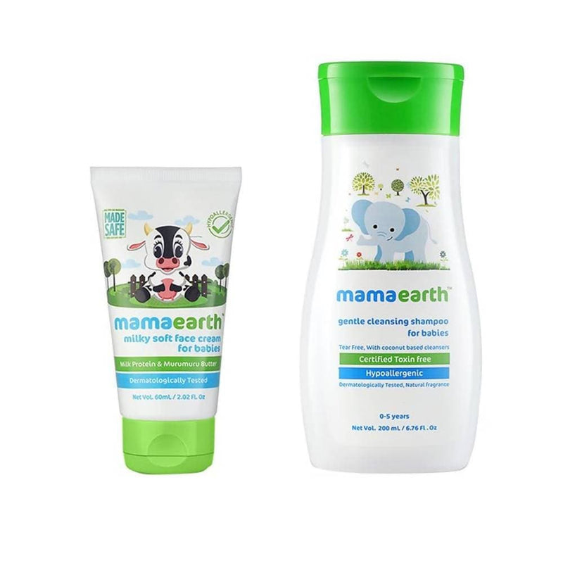 Mamaearth Milky Soft Face Cream And Gentle Cleansing Shampoo For Babies (60ml+200ml)