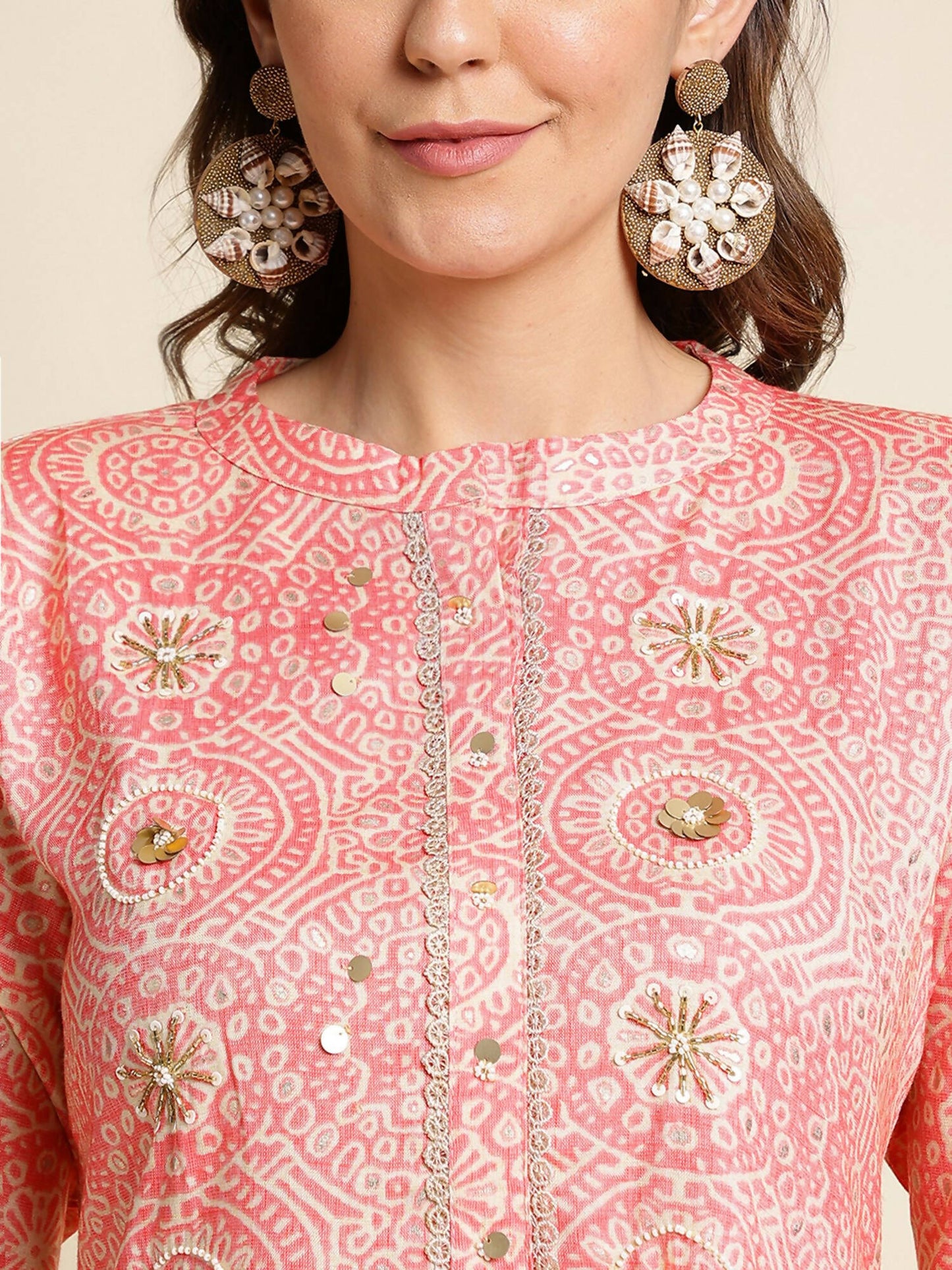 Peach Chiffon Paisley Printed Top - Himanshi - Distacart