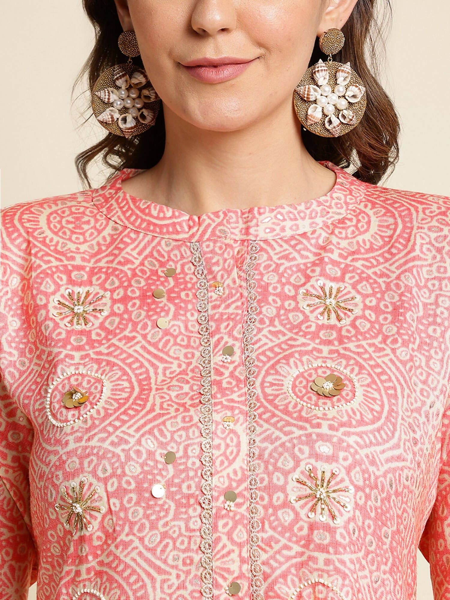 Peach Chiffon Paisley Printed Top - Himanshi - Distacart