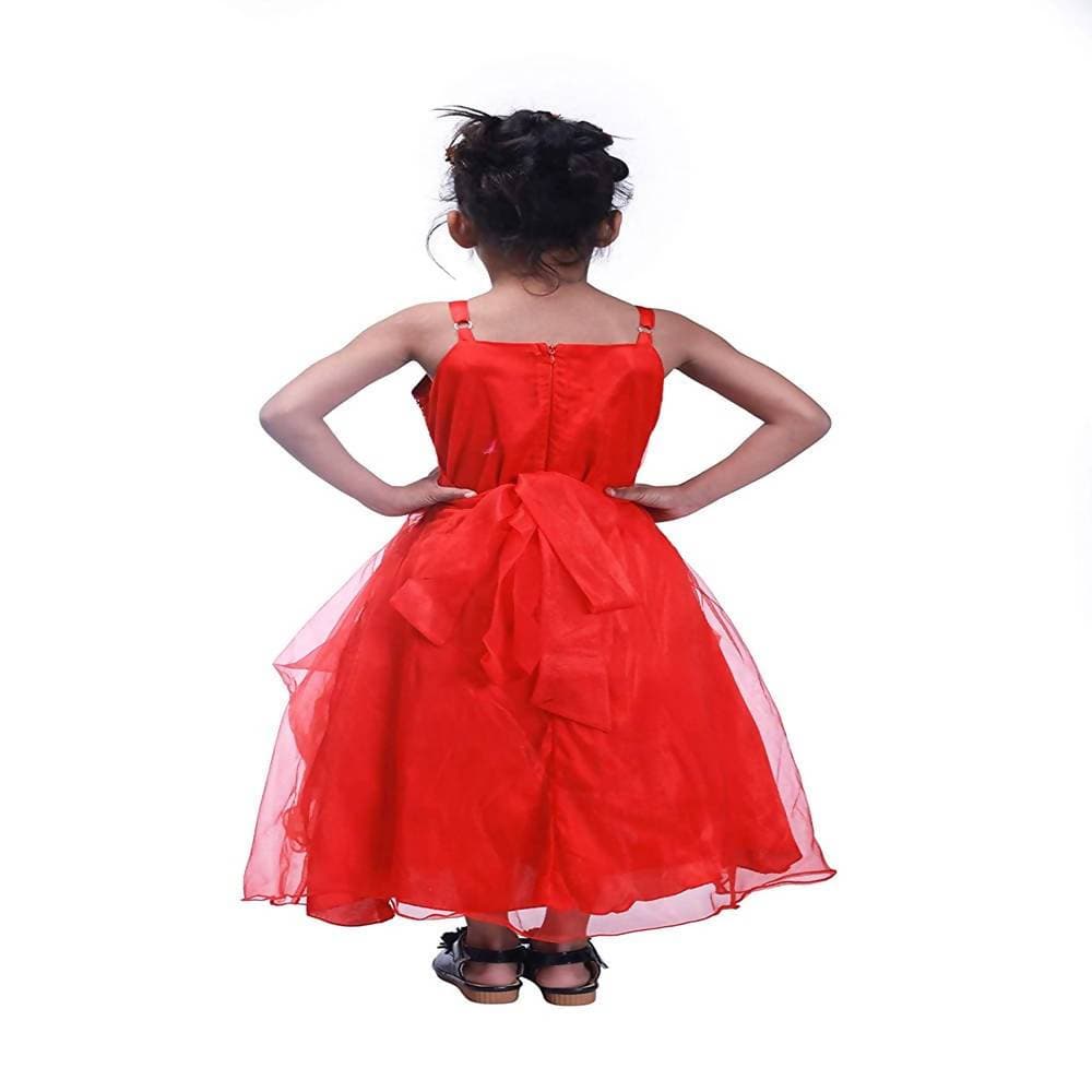 Asmaani Baby Girl's Red Colour Satin A-Line Maxi Full Length Dress (AS-DRESS_22085) - Distacart
