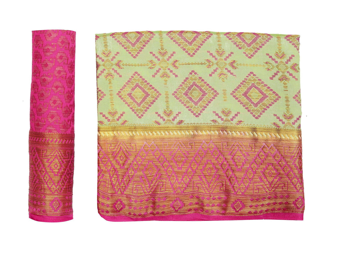 Mimosa Women's Patola Style Art Silk Green Saree - Distacart