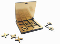 Thumbnail for Kraftsman Wooden Tic Tac Toe Portable Game for Kids, Teens and Adults with Golden Mirror Shade Strategy & War Games Board Game - Distacart