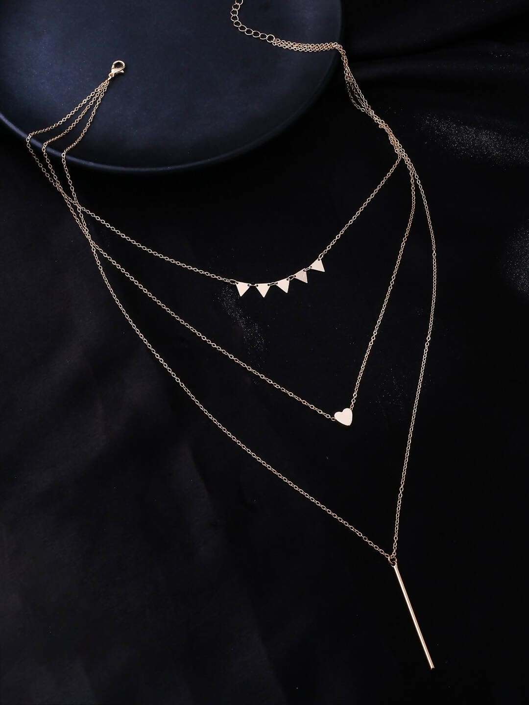 NVR Women's 3 Layered Gold-Plated Minimal Layered Necklace - Distacart