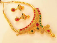 Thumbnail for Multicolor Kemp Designer Necklace With Jhumka Earrings