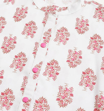 White Poly Rayon Digital Printed A-line Top - Tarini - Distacart