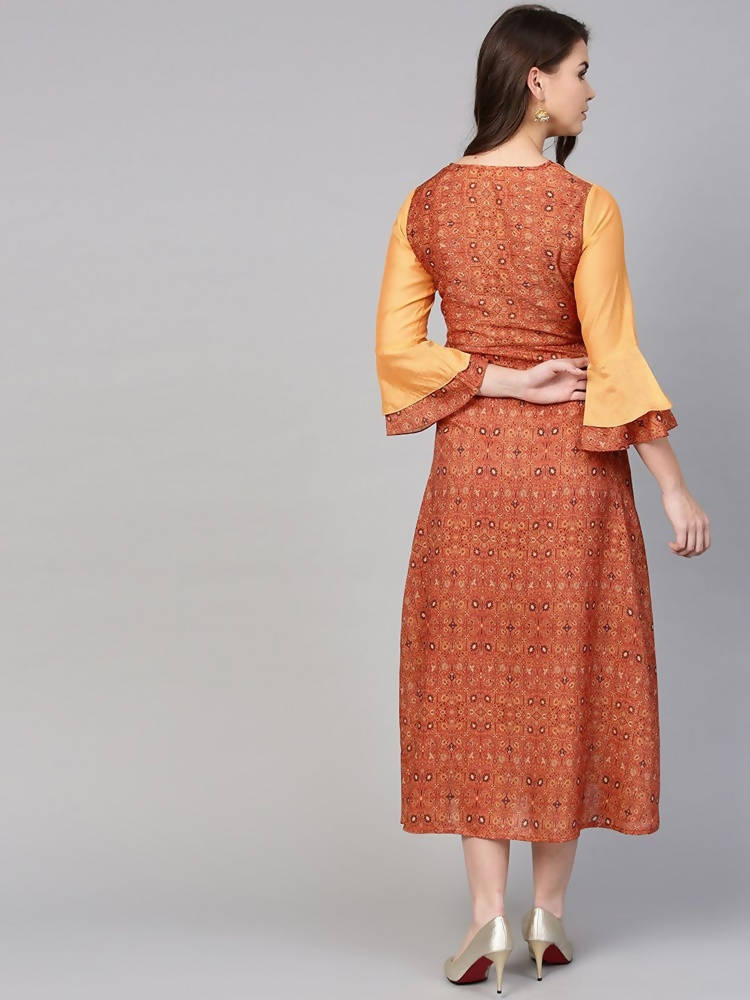 Yufta Orange And Brown A-line dress
