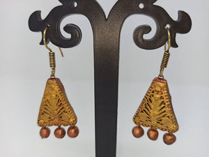 Terracotta Boho Ear Hangings-Copper Gold