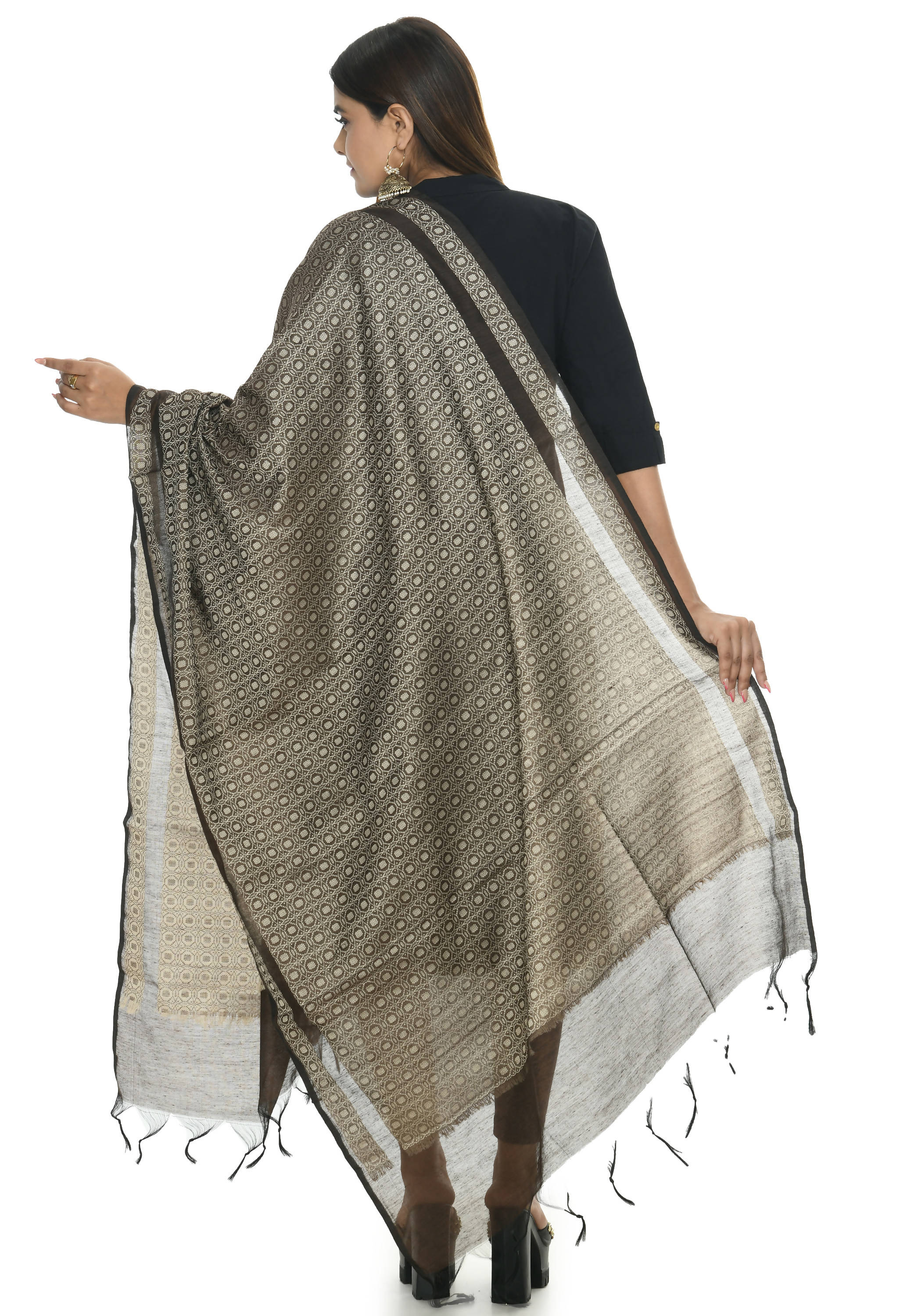 Mominos Fashion Moeza Handloom Cotton Coffee Color Dupatta For Women - Distacart