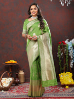 Thumbnail for Lorenvalley Fashion Parotgreen Soft Silk Woven Design Gold Zari Weaving Saree - Distacart