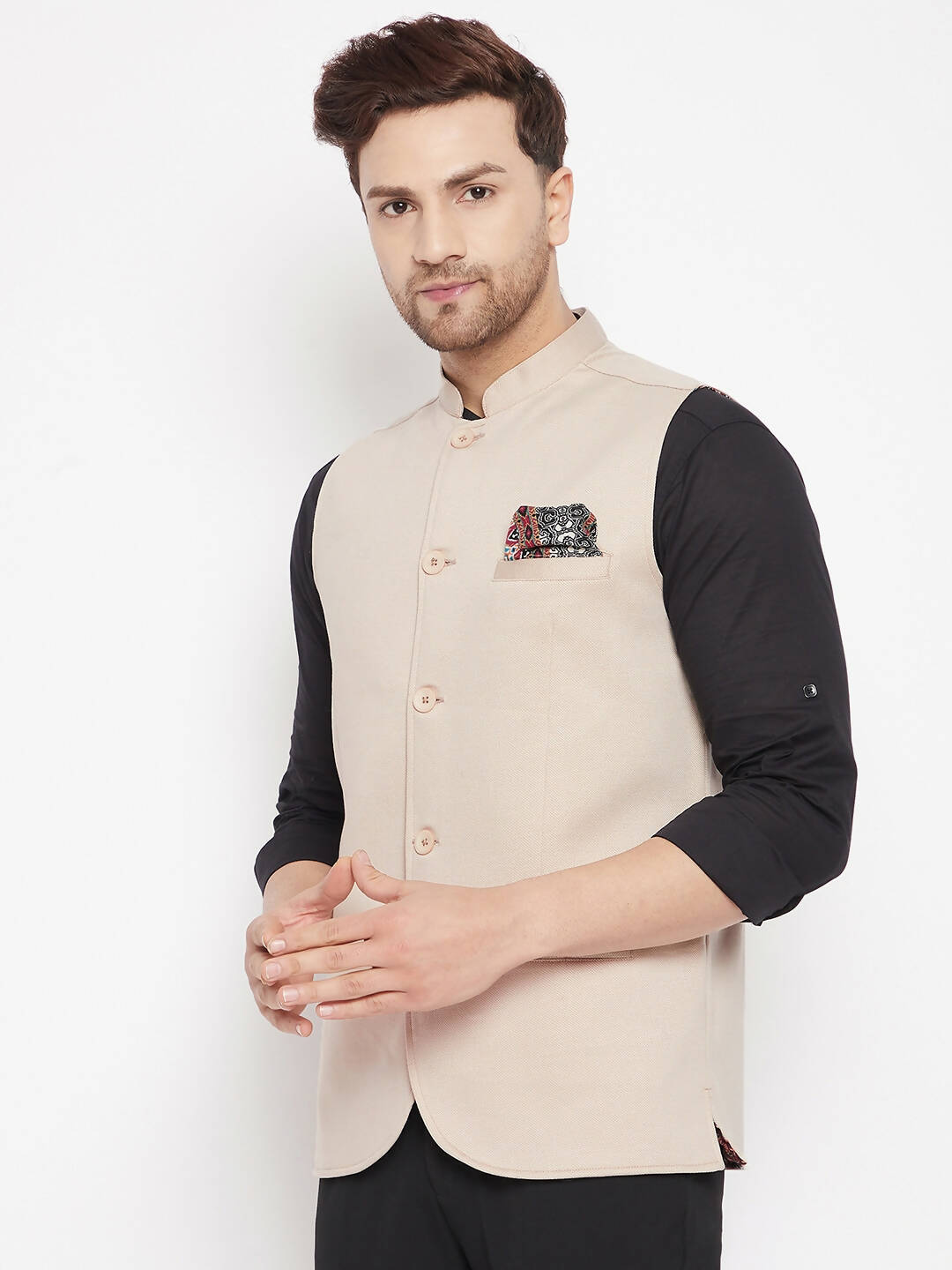 Even Apparels Cream Merino Men Woven Nehru Jacket BF715 - Distacart
