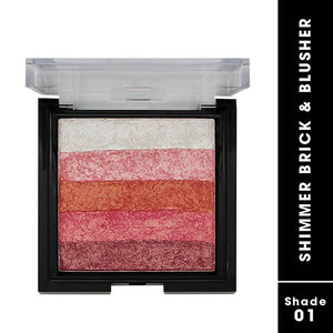 Fashion Colour Shimmer Brick & Blusher 2 in 1 Glow Bronzer Powder-Shade 01 (Medium To Fair) - Distacart