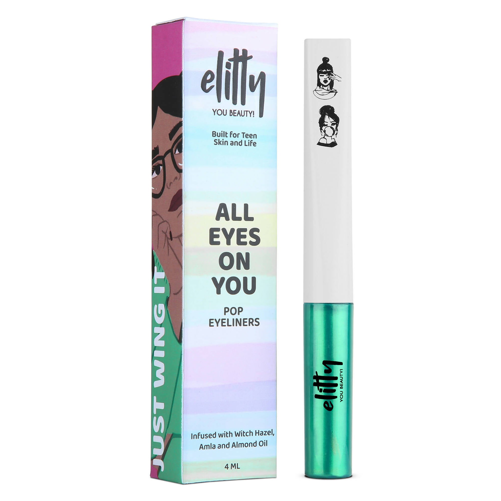 Elitty Green Pop Color Metallic Finish Liquid Eyeliner - Power Move (Emerald) - Distacart