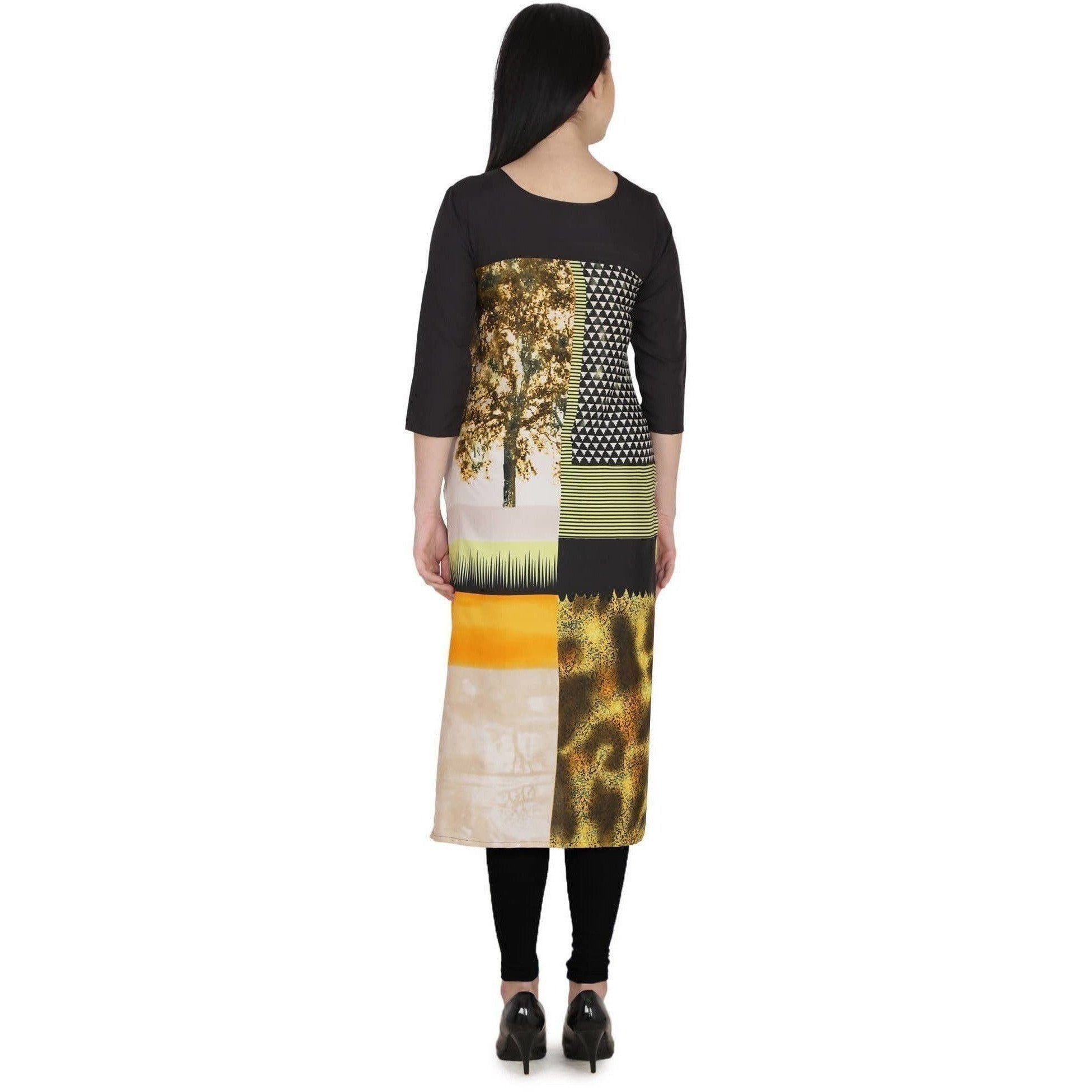 Kanoor Women's Multicolour Straight Round neck kurti