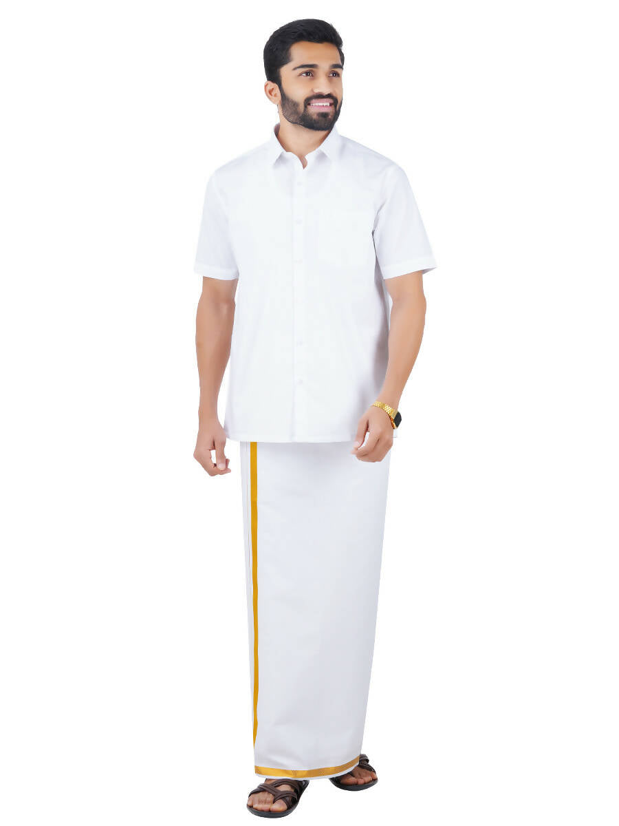 Ramraj Cotton Mens Half Sleeve Royal Cotton White Shirt - Distacart