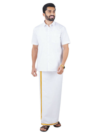 Ramraj Cotton Mens Half Sleeve Royal Cotton White Shirt - Distacart