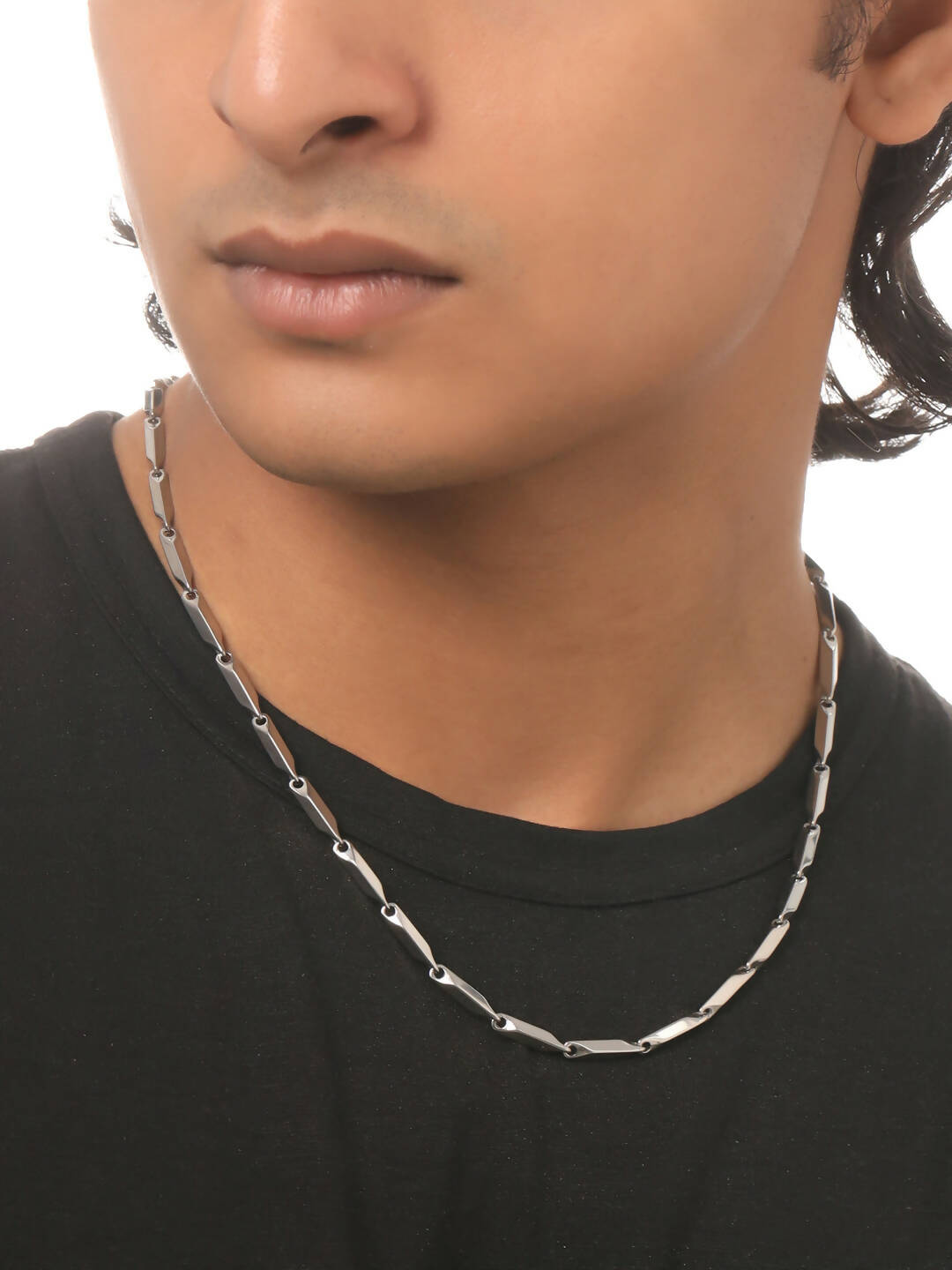 NVR Men Rhodium-Plated Stainless Steel Bohemian Chain - Distacart